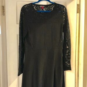 Vince Camuto Midi Length Black Lace Dress    